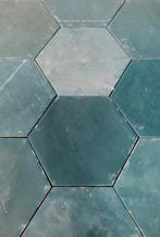 Carmen tegels hexagon groenblauw, Ophalen, Minder dan 20 cm, Zo goed als nieuw, Minder dan 5 m²