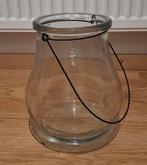 Grote glazen vaas met ophangbeugel, Wit, Ophalen of Verzenden, Minder dan 50 cm, Glas