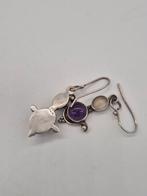 Zilveren oorbellen met amethist edelsteen, Verzenden, Paars, Met edelsteen, Zilver