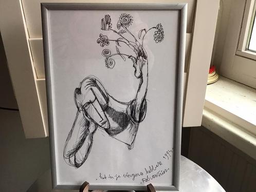Pentekening Rob van Trier,bloemenschilderij,moderne kunst,, Antiek en Kunst, Kunst | Tekeningen en Foto's, Ophalen