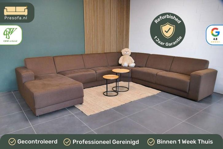 Grote U-bank Bruin / Familie bank [Refurbished], Huis en Inrichting, Banken | Bankstellen, Zo goed als nieuw, Hoekbank, Vierpersoons of meer