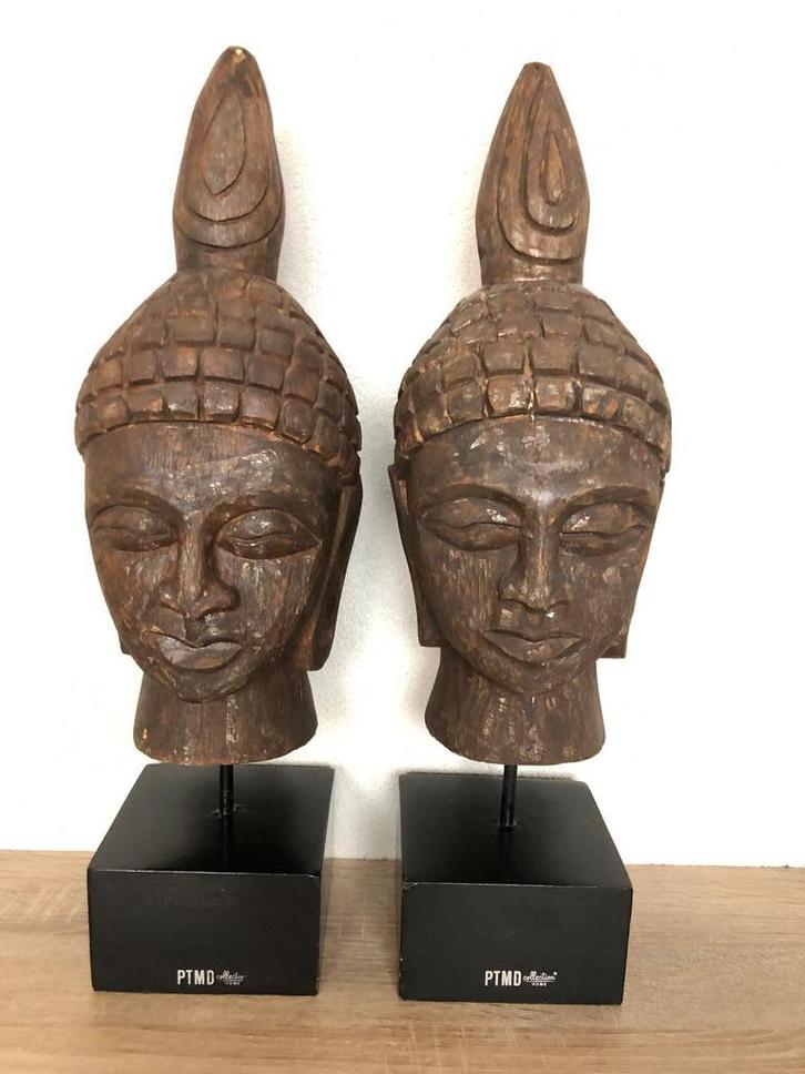 Boeddha hoofden beelden ptmd zgan, Huis en Inrichting, Woonaccessoires | Boeddhabeelden, Zo goed als nieuw, Ophalen