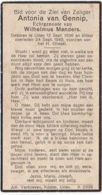 Antonia van Gennip 1896 Uden + 1943 Uden, 47 jaar, Verzenden