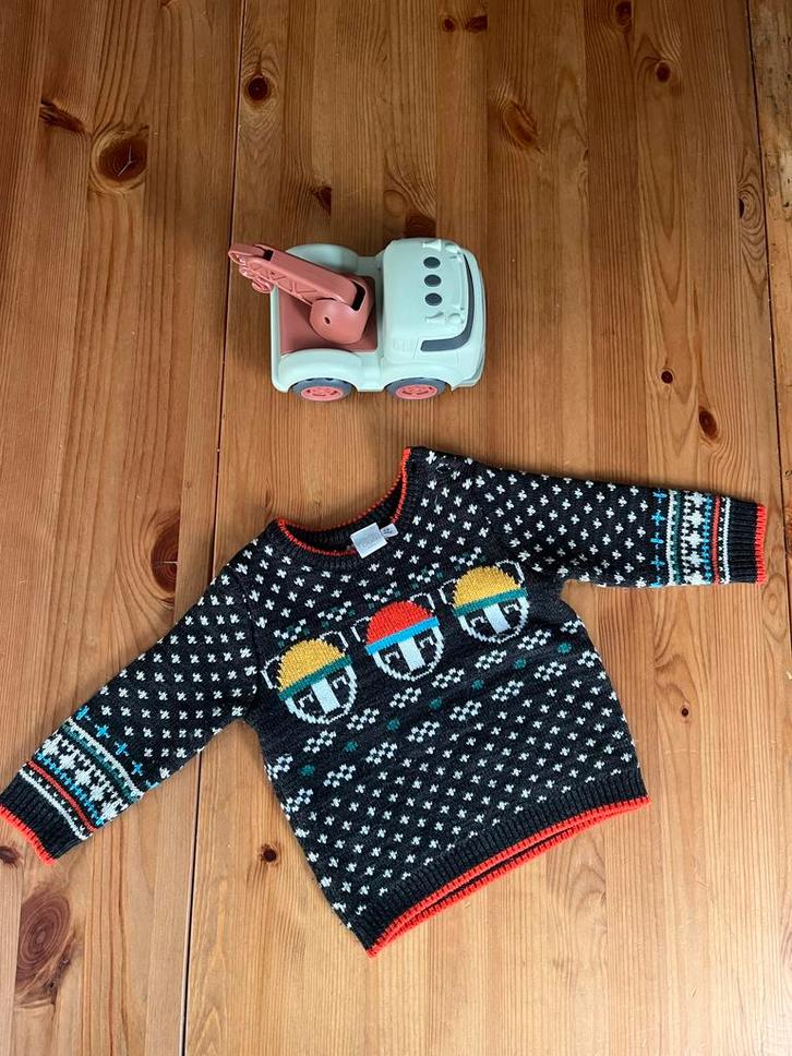 Warme wintertrui 6-9 maanden met beren, Kinderen en Baby's, Babykleding | Maat 68, Zo goed als nieuw, Jongetje of Meisje, Truitje of Vestje