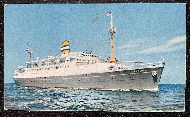 s.s. Maasdam IV HAL Scheepvaart, Verzamelen, Ansichtkaarten | Themakaarten, Ongelopen, 1940 tot 1960, Voertuig, Ophalen of Verzenden