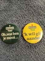 2 vintage Heineken buttons, Ophalen of Verzenden, Zo goed als nieuw, Overige typen, Heineken