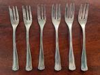 6 antieke verzilverde gebaksvorkjes, Ophalen of Verzenden