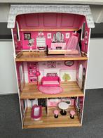 Poppenhuis hout (Barbie) met meubels, Ophalen, Zo goed als nieuw, Poppenhuis