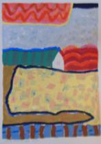 Harrie Gerritz(1940) Kl Lithografie "Landschap Geel" Ges Gen, Antiek en Kunst, Kunst | Litho's en Zeefdrukken, Ophalen of Verzenden