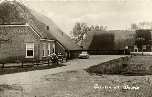 Groeten uit Deurze - auto boerderij - ongelopen, Verzamelen, Ansichtkaarten | Nederland, Ongelopen, Utrecht, 1940 tot 1960, Ophalen of Verzenden