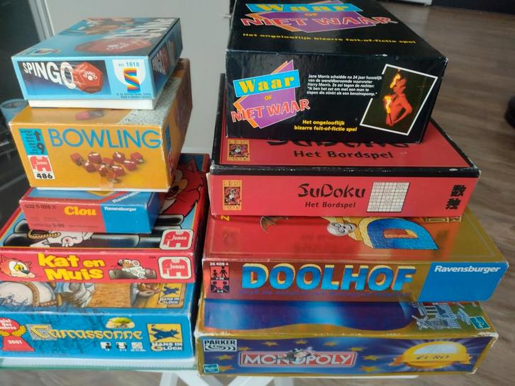 Spellen Verzameling - 9 Stuks, Hobby en Vrije tijd, Gezelschapsspellen | Bordspellen, Gebruikt, Een of twee spelers, Drie of vier spelers