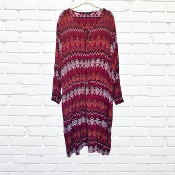 Ulla Popken Jurk Maat 50/52 Rood Oranje Aztec Western Midi beschikbaar voor biedingen