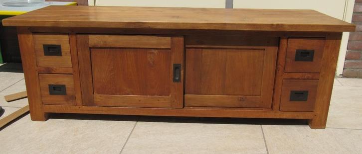 tv kast teak, Huis en Inrichting, Kasten | Televisiemeubels, Zo goed als nieuw, Minder dan 100 cm, 100 tot 150 cm, 25 tot 50 cm