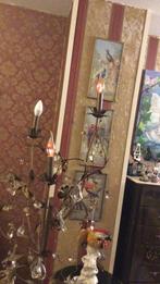 Antieke kristallen lamp met bloemen 180 hoog met dimmer, Antiek en Kunst, Antiek | Lampen, Ophalen of Verzenden