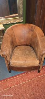 Sleedze schaapsleren zetel met mooie patina, Ophalen, 75 tot 100 cm, 75 tot 100 cm