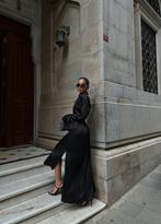 Elegant Black Satin Maxi Shirt Dress , size M, Kleding | Dames, Jurken, Maat 38/40 (M), Zwart, Nieuw, Ophalen of Verzenden