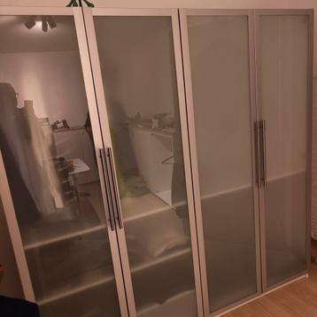 4x Ikea PAX deuren, aluminium/mat glas - afbeelding 1