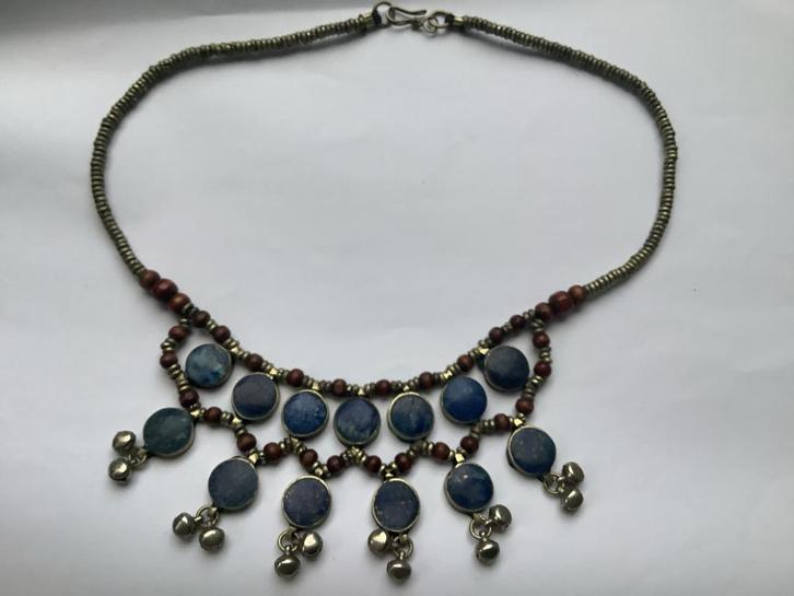 Vintage Afghaanse Lapis Lazuli Ketting, Sieraden, Tassen en Uiterlijk, Kettingen, Gebruikt, Steen of Mineraal, Blauw, Met edelsteen