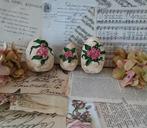 Prachtige set brocante wattenpop Paaseieren met roosjes, Antiek en Kunst, Ophalen of Verzenden