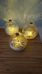 Glazen kerstballen met verlichting, 3 stuks, NIEUWstaat!, Ophalen of Verzenden, Nieuw