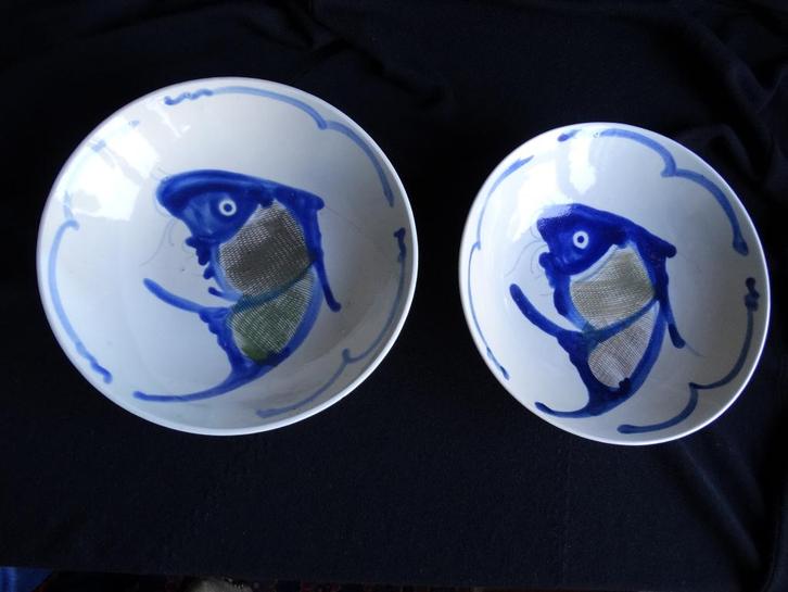 2 Antieke visborden, kommen, China, Chinees, celadon, gres, Antiek en Kunst, Antiek | Keramiek en Aardewerk, Ophalen of Verzenden
