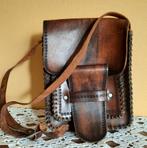 Vintage leren ZADELTAS CROSSOVERTAS Hippie Ibiza 70s, Overige merken, Bruin, Ophalen of Verzenden, Zo goed als nieuw