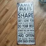 Tekstbord Family Rules, Huis en Inrichting, Woonaccessoires | Tekstborden en Spreuken, Ophalen, Gebruikt