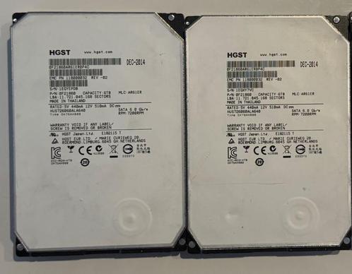 2x HGST 0F21860 6TB 7200RPM SATA 6Gb/s, Computers en Software, Harde schijven, Gebruikt, Server, Intern, HDD, SATA, Ophalen of Verzenden