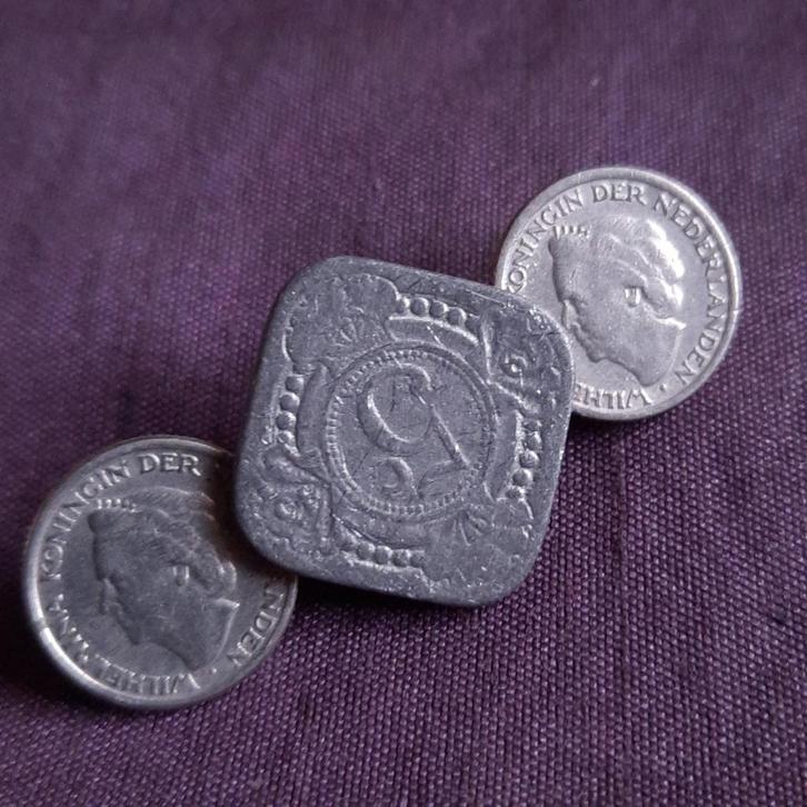 Oude Broche met Munten Wilhelmina, Sieraden, Tassen en Uiterlijk, Broches, Gebruikt, Overige materialen, Zilver, Verzenden
