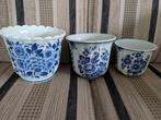 3 delfts blauwe bloempotten, Antiek en Kunst, Ophalen