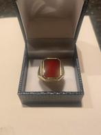 14K Gouden Zegelring met Carneool - Maat 18, Heer, Ophalen of Verzenden, Zo goed als nieuw, 17 tot 18