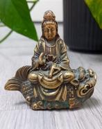 Kwan Yin zittend op een vis beeldje, chinese, Ophalen of Verzenden
