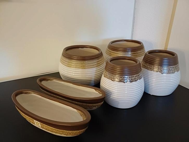 Vintage Seasons Bloempotten set 6 stuks, Tuin en Terras, Bloempotten, Zo goed als nieuw, Aardewerk, Binnen, Balkon, Tuin, Minder dan 40 cm