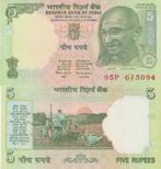 INDIA 2002 5 rupees #88A UNC, Postzegels en Munten, Bankbiljetten | Azië, Verzenden, Zuid-Azië