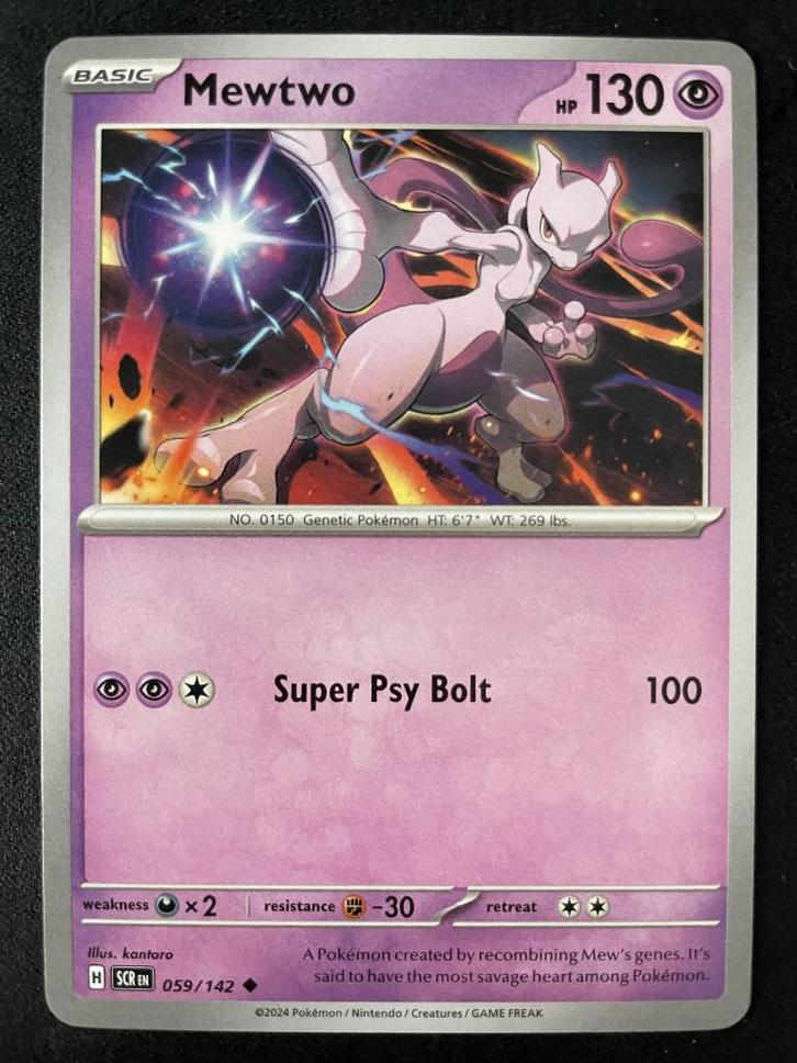 Mewtwo (SCR 059) Pokemon, Hobby en Vrije tijd, Verzamelkaartspellen | Pokémon, Zo goed als nieuw, Losse kaart, Foil, Ophalen of Verzenden
