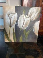 Olieverf schilderij: Witte Tulpen, 100x100cm, Antiek en Kunst, Kunst | Schilderijen | Klassiek, Ophalen