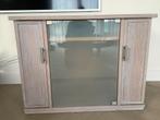 Eiken Grey Wash TV kast met melkglas middendeur, Ophalen, Gebruikt