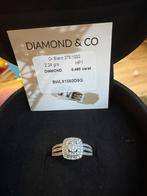 Diamanten oorbellen en ring set - Zo goed als nieuw!, Sieraden, Tassen en Uiterlijk, Ringen, Wit, Ophalen of Verzenden, Zo goed als nieuw