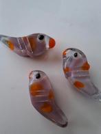 3 stuks glaskralen vogel paars lampwork oranje kralen, Ophalen of Verzenden, Nieuw, Kraal