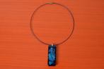 Retro vintage glazen Murano halsketting / hanger aan spang, Sieraden, Tassen en Uiterlijk, Kettingen, Blauw, Ophalen of Verzenden