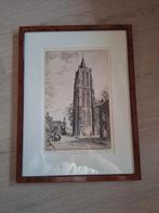 Kerktoren van Gorinchem in lijst, Antiek en Kunst, Kunst | Etsen en Gravures, Ophalen of Verzenden