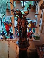 Antieke Lamp met Beeld van Jongens en Meisje, Ophalen of Verzenden