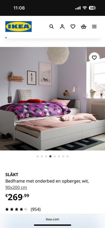 Ikea SLAKT uitsuifbed met lades 2x90x200