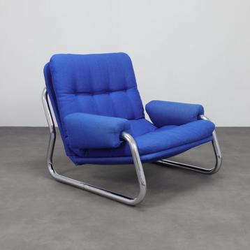 Chrome Tubular Frame Lounge Chair, 1970s beschikbaar voor biedingen