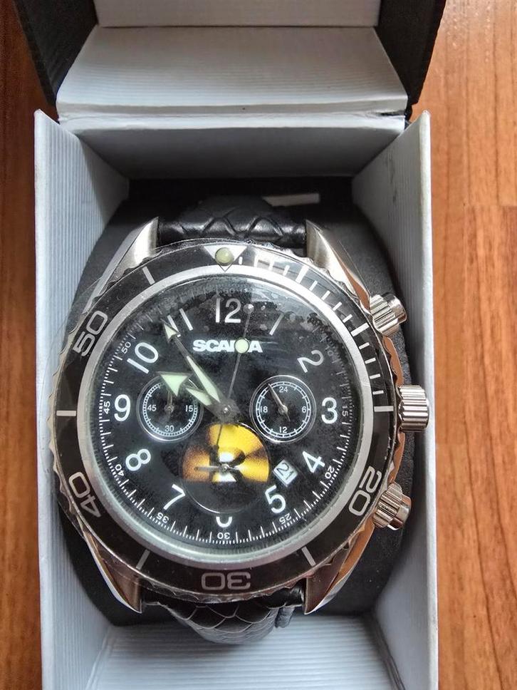 Scania Chronograaf Polshorloge, Sieraden, Tassen en Uiterlijk, Horloges | Heren, Nieuw, Polshorloge, Overige merken, Staal, Leer