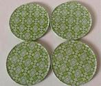4 Onderzetters met groen/wit print. Doorsnede 9 cm., Ophalen of Verzenden, Zo goed als nieuw, Overig