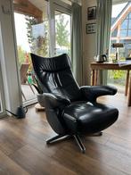 Relaxfauteuil - Zwart Leer - 3 jaar oud, Huis en Inrichting, Fauteuils, Ophalen, Modern design, Leer, Zo goed als nieuw
