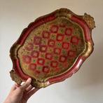 Vintage Houten Venetiaanse Dienblad, Rood Goud, Italiaans, Ophalen of Verzenden, Gebruikt, Overige vormen, Hout