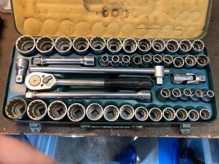 Stahlwille ratel / doppenset 50 MA 40 6 inch en mm doppen, Antiek en Kunst, Antiek | Gereedschap en Instrumenten, Ophalen of Verzenden