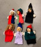 6 vintage vingerpoppetjes met houten hoofd voor poppenkast, Ophalen of Verzenden, Gebruikt, Pop
